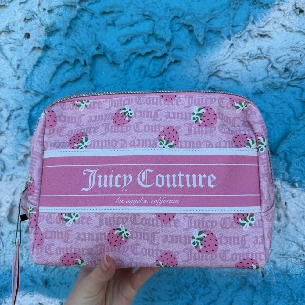 Juicy Couture Pink Strawberry Makeup Bag Y2K Cosmetic Pouch NWT